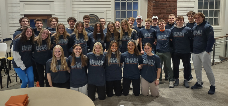 Leadership students posing in a group at a retreat