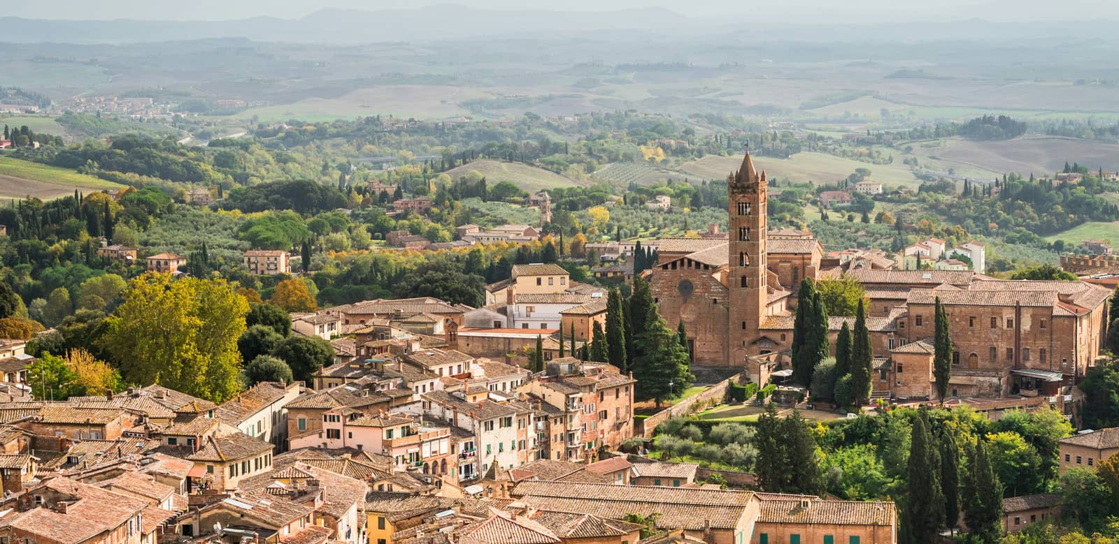 Overhead view of a picturesque Tuscan village