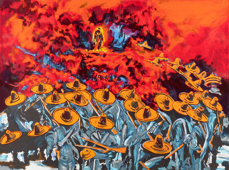 Electric Hero: Cesar Chavez painting by Linda Vallejo