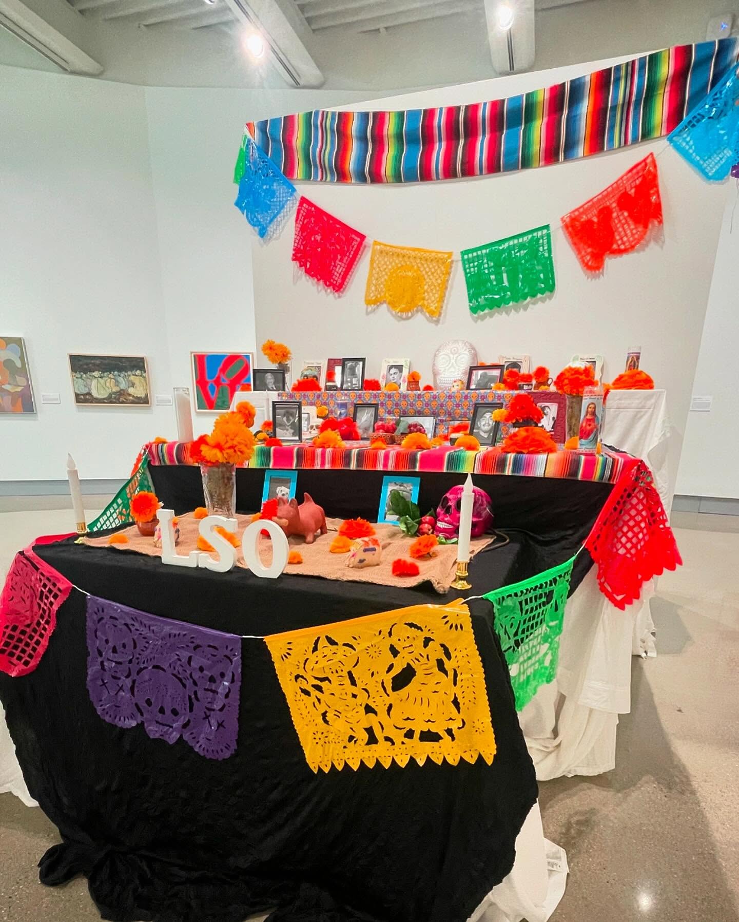ofrenda, or altar, set up for Dia de los Muertos in the Kruizenga Art Museum gallery space