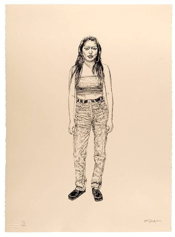 Illistration of a young girl standing.