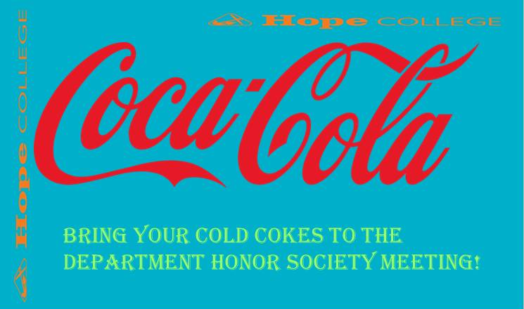 Example image of an announcement slide with giant, stretched-out Coca-Cola and Hope College logos all over it