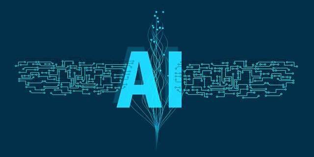 decrotive image of the letters AI with code surrounding it.